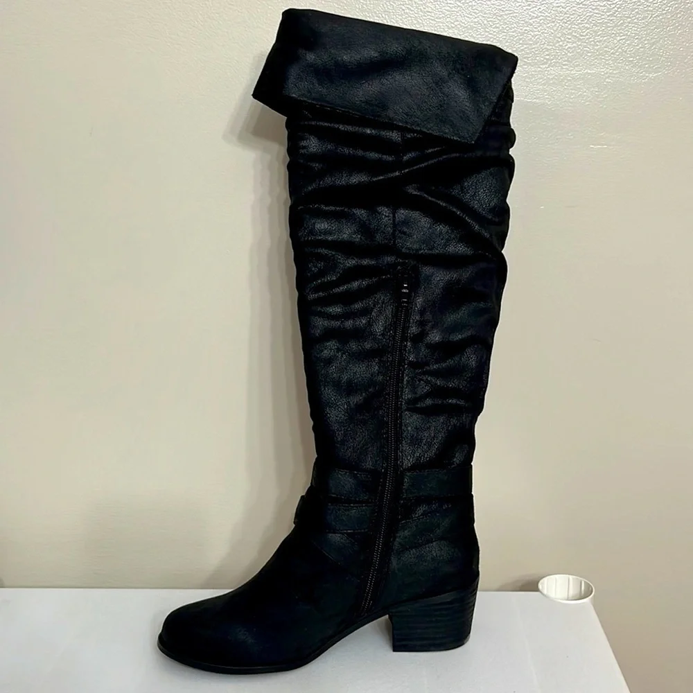 W315-A Black Jada High Shaft Slouch Boots 5 M